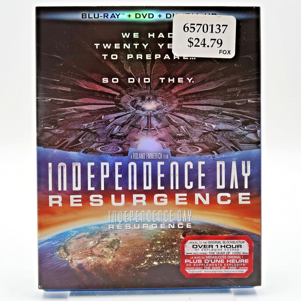 Independence Day: Resurgence Blu-ray DVD 2016 20th Century Fox Action Sci-Fi PG